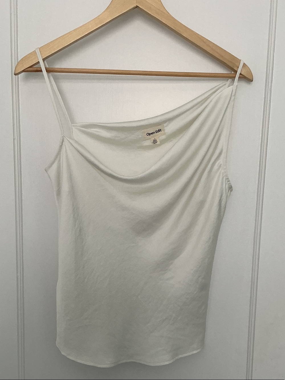 Open Edit Ivory One-Shoulder Cowl Neck Camisole